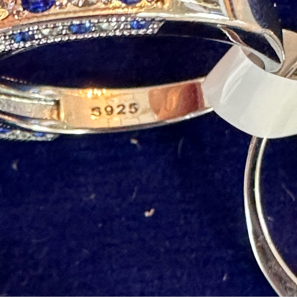 NEW Women’s Engagement & Wedding Band White & Sapphire Blue CZ 925 Size 9 - Picture 4 of 9
